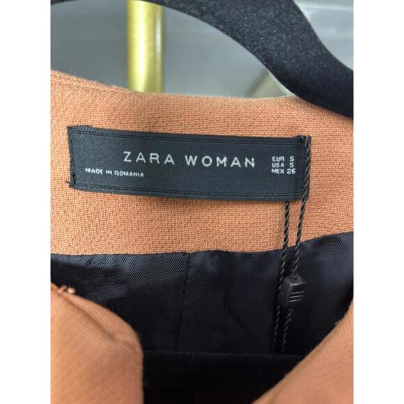 Zara Blazer Jacket Long Zip-Up Orange Sz Small - Picture 2 of 3